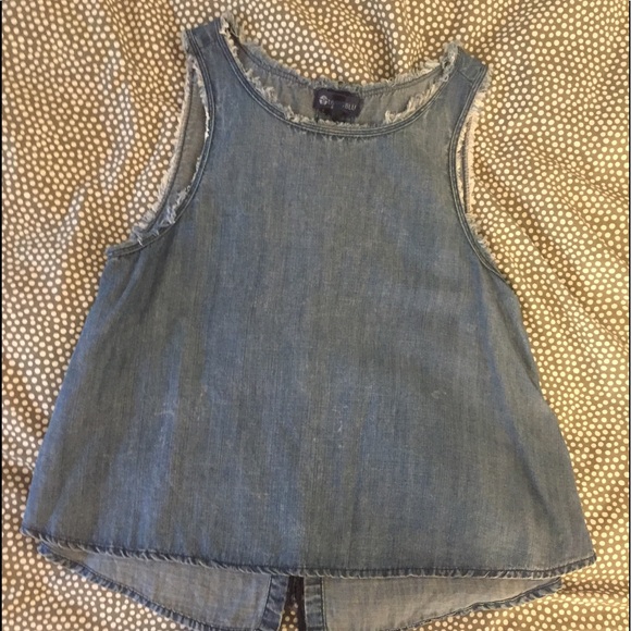 Denim top with lace up back - Picture 1 of 3
